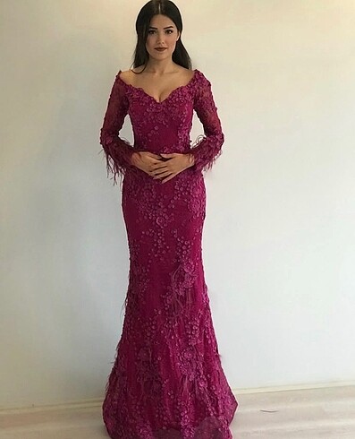 Fuşya balık abiye