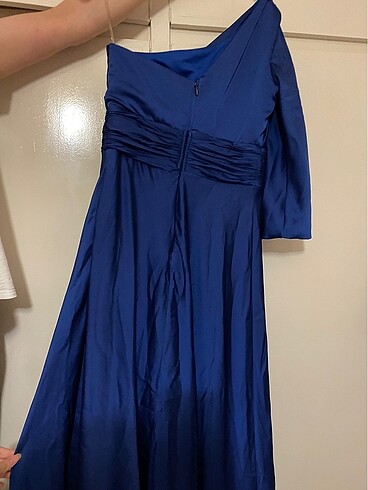 Gece mavisi tek omuz abiye - Görsel 5