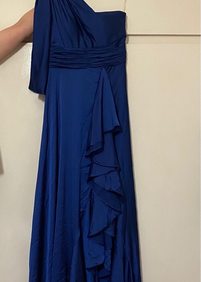 Gece mavisi tek omuz abiye - Görsel 3