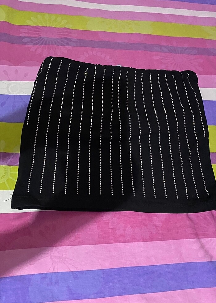 Dilvin taşlı straplez bluz - Görsel 3