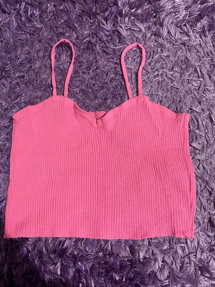 Pembe V Yaka Örgü Kadın Hırka - Görsel 3