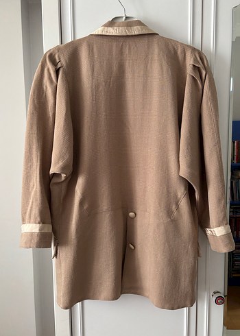 xl Beden camel Renk Bej Keten Düğmeli Kadın Blazer Ceket 42 beden