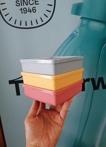 Beden çeşitli Renk Tupperware 3 lü Kare kaplar