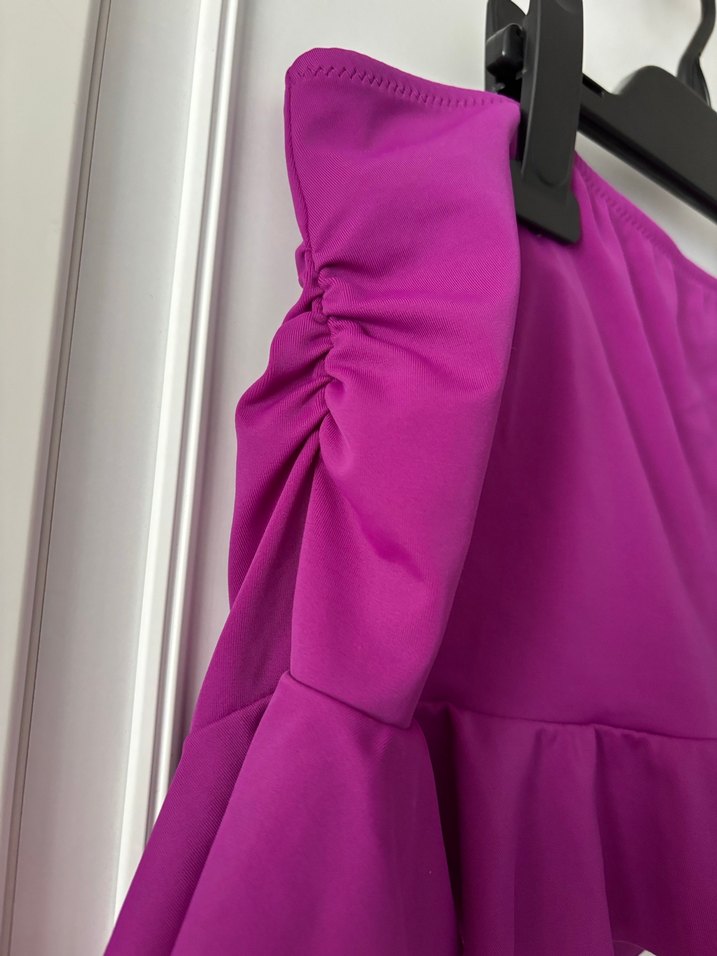 Mor Fırfırlı Bikini alt Mini Etek - Görsel 3