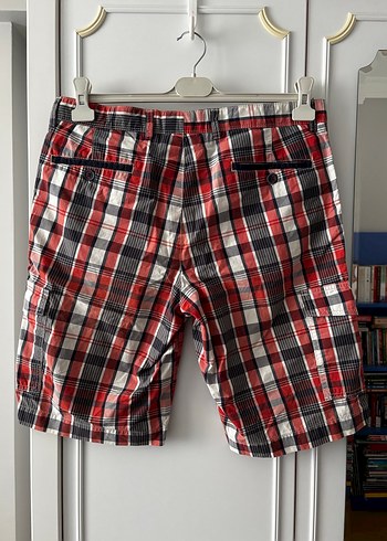 Kırmızı Ekose Desenli Rahat Kesim Erkek Şort - Görsel 3