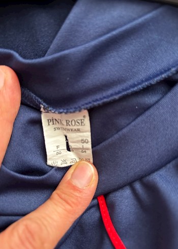 Lacivert Kırmızı Detaylı Tesettür Mayo üst 50 beden - Görsel 3