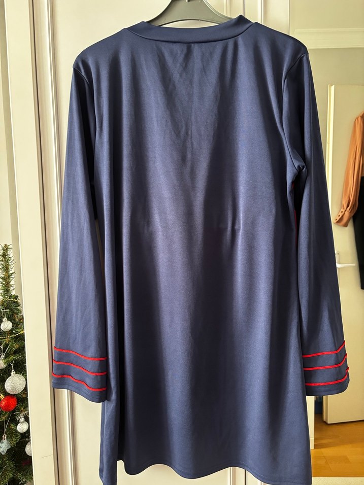 Lacivert Kırmızı Detaylı Tesettür Mayo üst 50 beden - Görsel 2