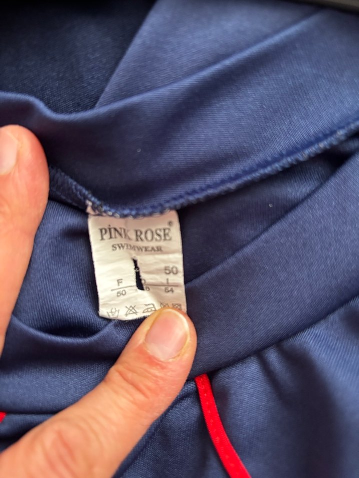 Lacivert Kırmızı Detaylı Tesettür Mayo üst 50 beden - Görsel 3