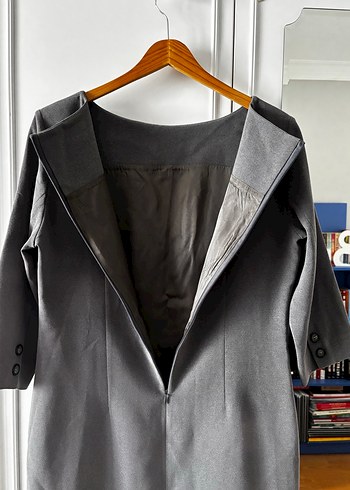 Gri elbise , Kısa Kollu, Drapeli - Görsel 4