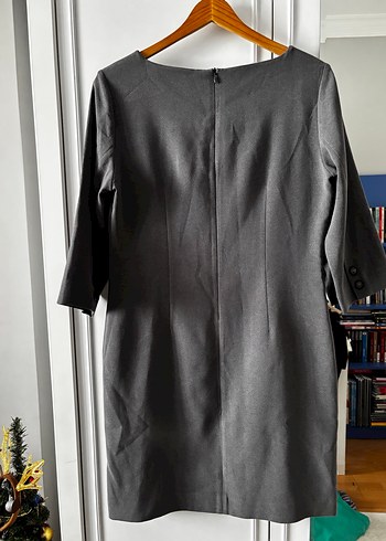Gri elbise , Kısa Kollu, Drapeli - Görsel 3