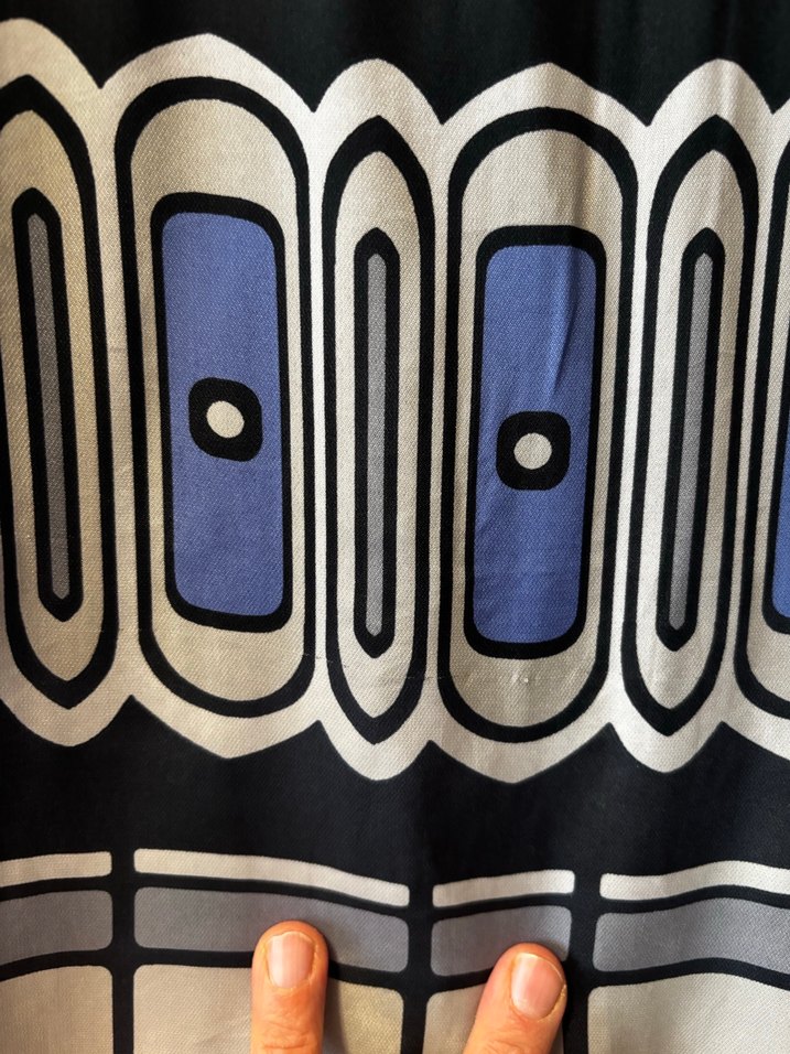 Mavi Gri Desenli Midi Elbise - Görsel 4