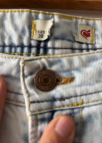 Yırtık Detaylı Gri Kadın Kot Şort 38 beden - Görsel 4