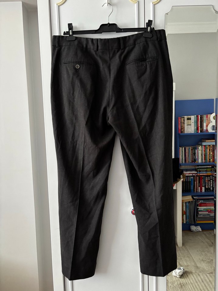 Gri Keten Erkek Ofis Pantolonu 56 beden - Görsel 2