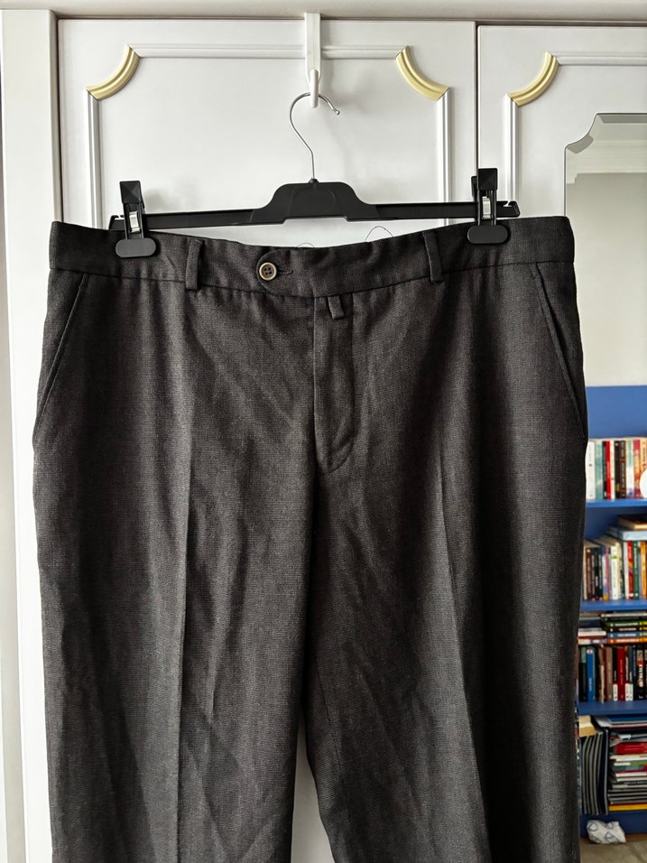 Gri Keten Erkek Ofis Pantolonu 56 beden - Görsel 3