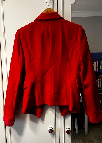 Kadın Kırmızı Süet Düğmeli Blazer Ceket - Görsel 2