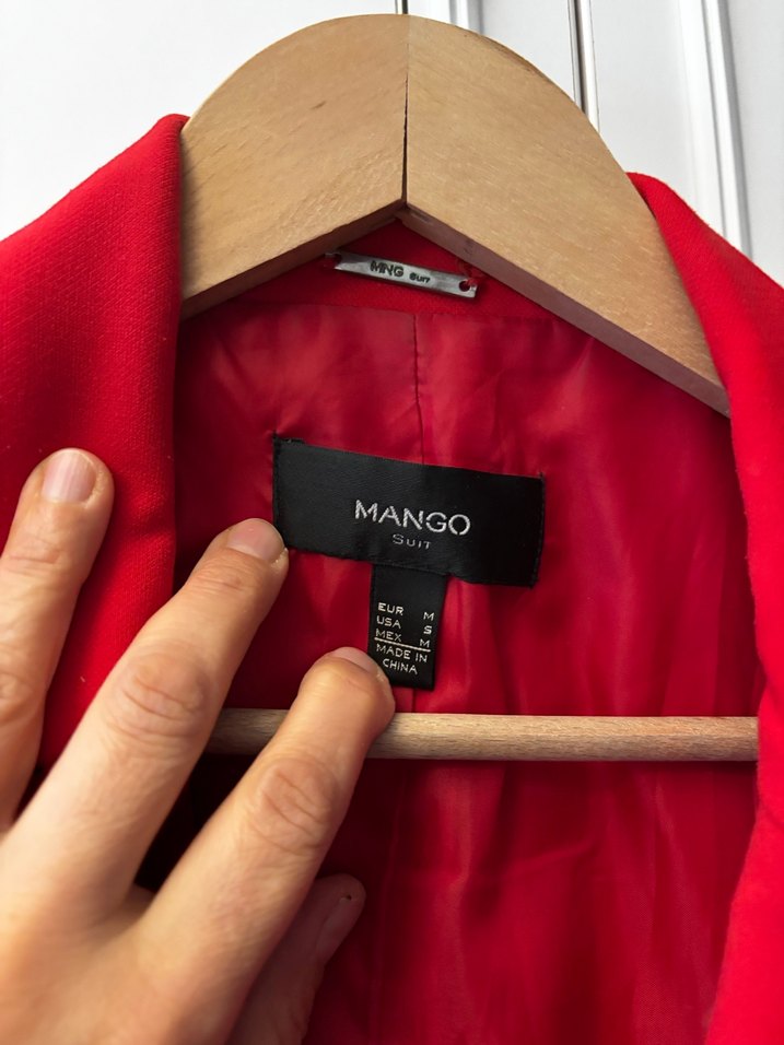 Kadın Kırmızı Süet Düğmeli Blazer Ceket - Görsel 3