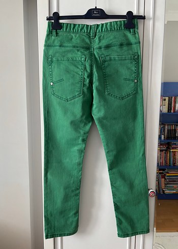 11-12 Yaş Beden Parlak Yeşil Erkek Çocuk Denim Pantolon