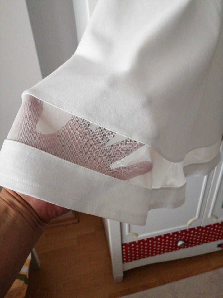 Beyaz Kısa Kollu Pamuklu Elbise - Görsel 4