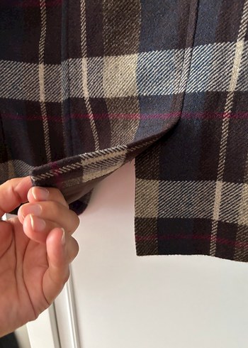 m Beden kahverengi Renk Koton yün kumaş Düğmeli Koyu Kahverengi Ekose Kadın Blazer 38