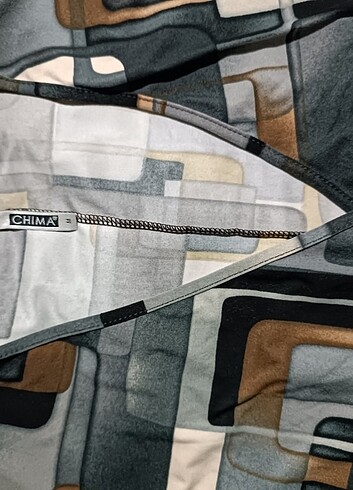 Geometrik desenli elbise - Görsel 6