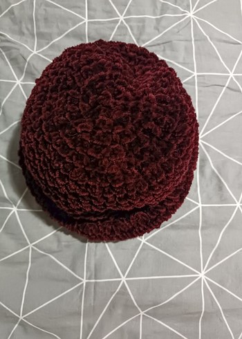 Bordo Örgü Kadın Şapka - Görsel 2