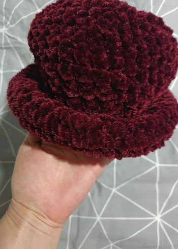 Bordo Örgü Kadın Şapka - Görsel 3