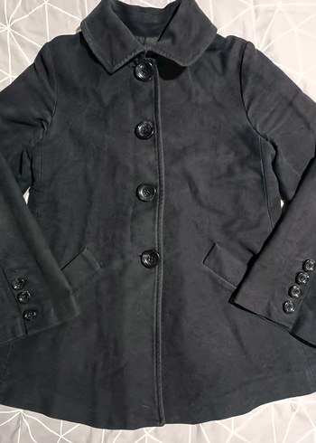 Düğmeli Siyah Midi Kaban - Görsel 4