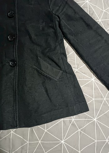 Düğmeli Siyah Midi Kaban - Görsel 8