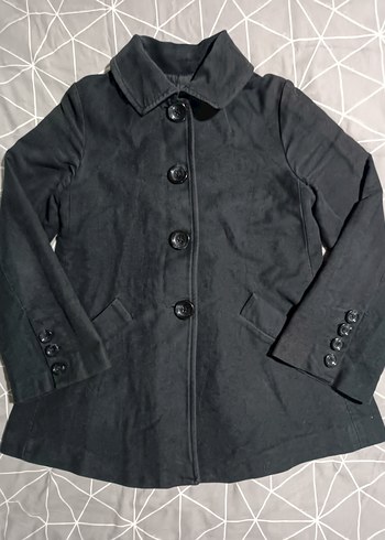 Düğmeli Siyah Midi Kaban - Görsel 3