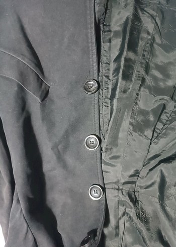 Düğmeli Siyah Midi Kaban - Görsel 14