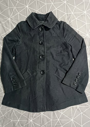 Düğmeli Siyah Midi Kaban - Görsel 2