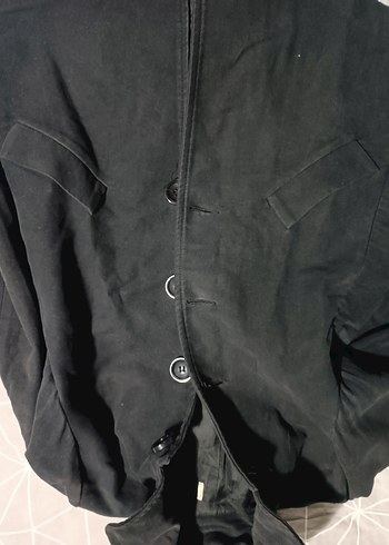 Düğmeli Siyah Midi Kaban - Görsel 15