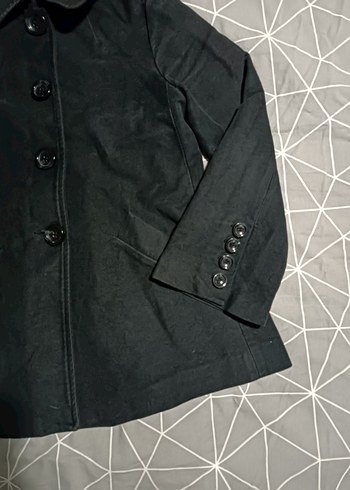 Düğmeli Siyah Midi Kaban - Görsel 7