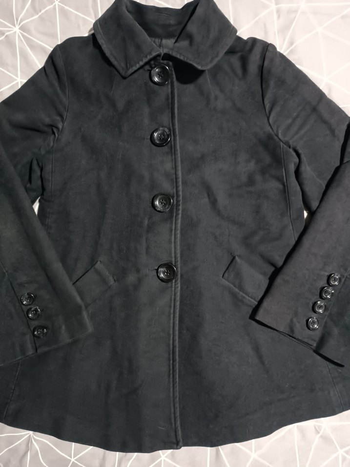 Düğmeli Siyah Midi Kaban - Görsel 4