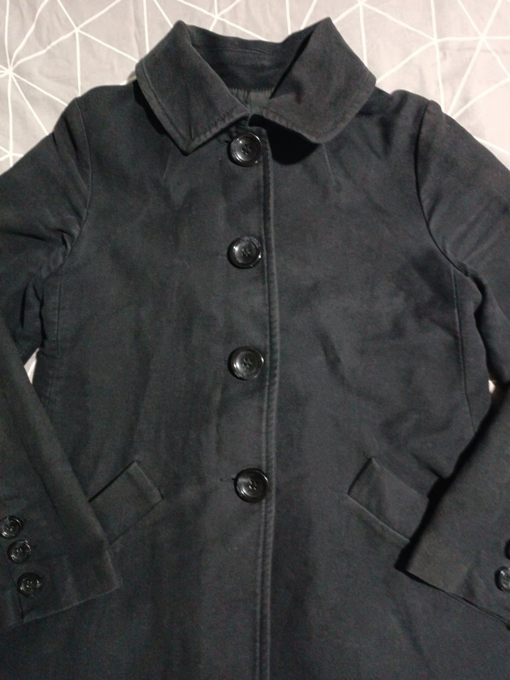 Düğmeli Siyah Midi Kaban - Görsel 5