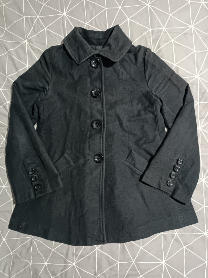 Düğmeli Siyah Midi Kaban - Görsel 2