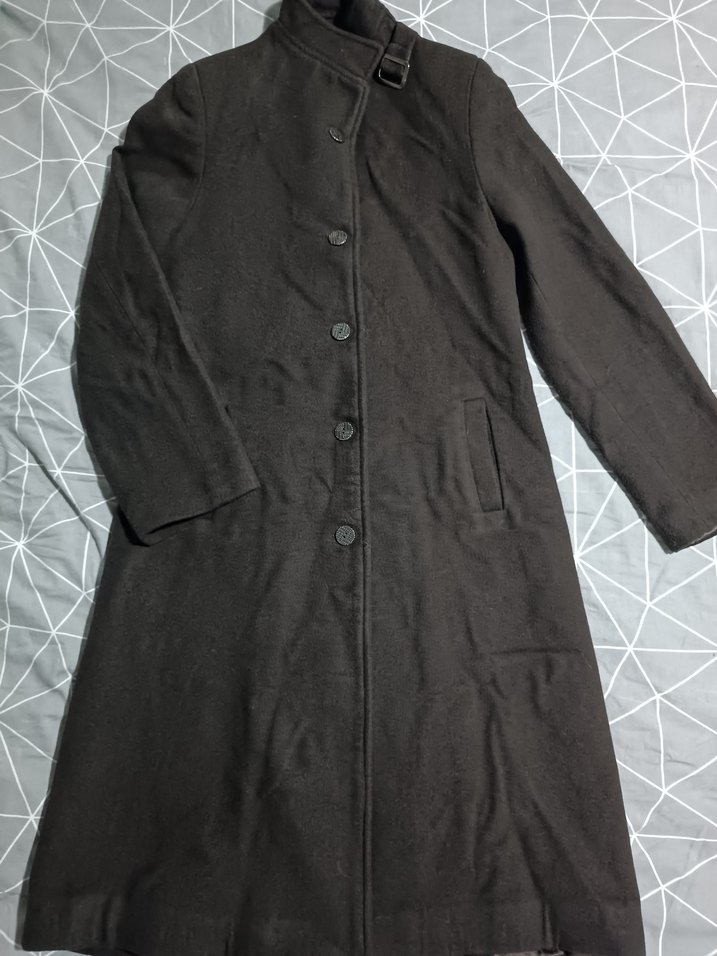 Düğmeli Kahverengi Uzun Kaşe Kadın Kaban - Görsel 4