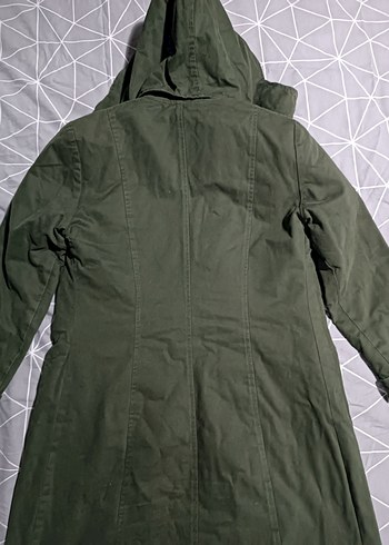 Kadın Haki Kapüşonlu Uzun Ceket - Görsel 14