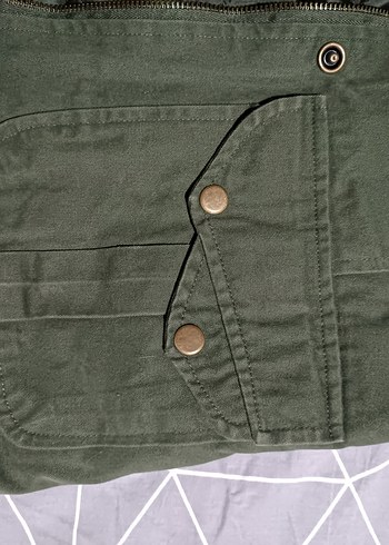 Kadın Haki Kapüşonlu Uzun Ceket - Görsel 11