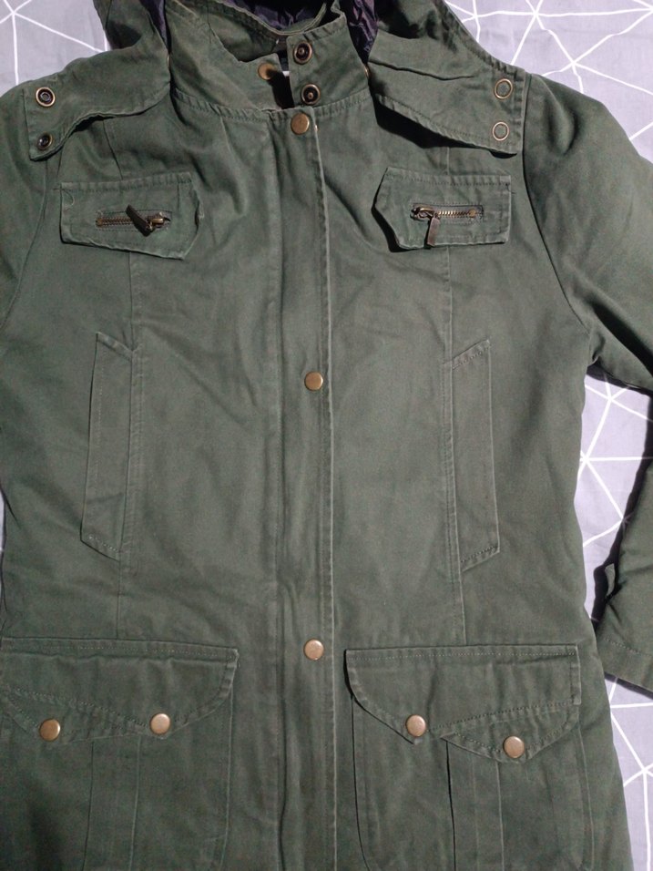 Kadın Haki Kapüşonlu Uzun Ceket - Görsel 3