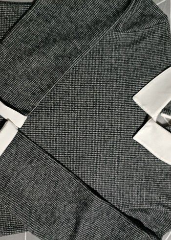 Gri Triko Uzun Kollu Kadın Kazak - Görsel 6