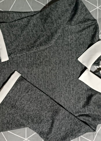 Gri Triko Uzun Kollu Kadın Kazak - Görsel 10