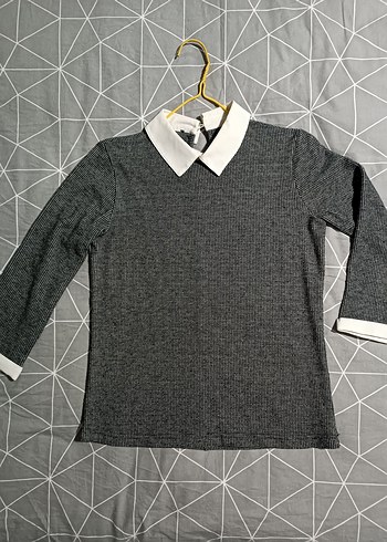 Gri Triko Uzun Kollu Kadın Kazak - Görsel 2