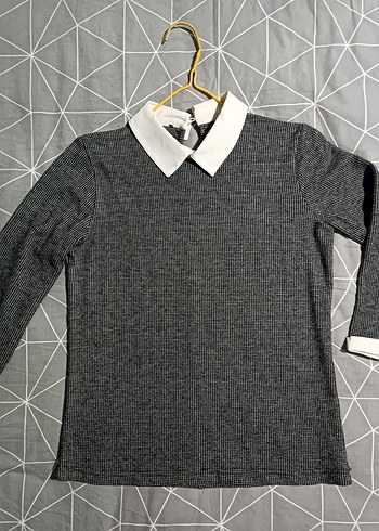 Gri Triko Uzun Kollu Kadın Kazak - Görsel 3