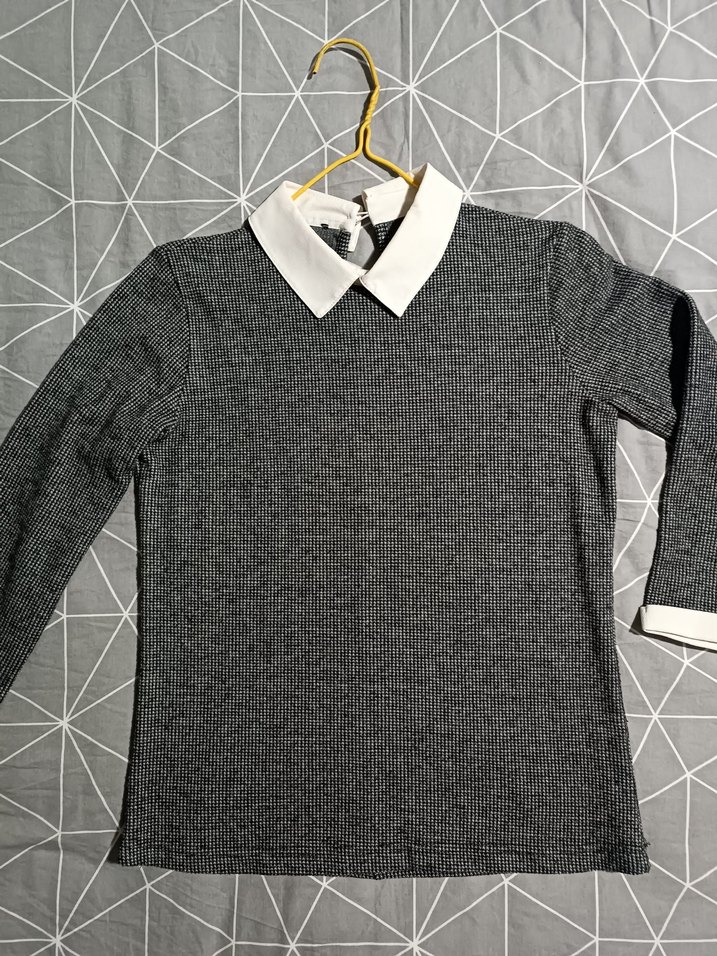 Gri Triko Uzun Kollu Kadın Kazak - Görsel 3