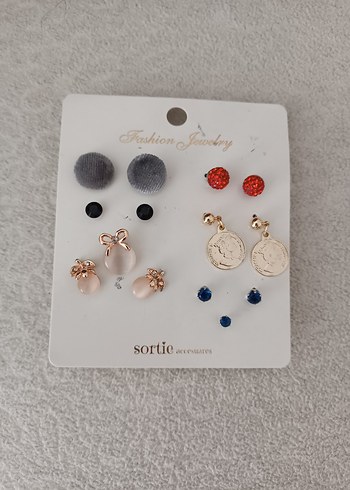 Kadın Çoklu Küpe Seti, Mini, Pul İşlemeli - Görsel 2