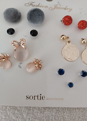 Kadın Çoklu Küpe Seti, Mini, Pul İşlemeli - Görsel 3