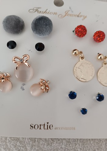 Kadın Çoklu Küpe Seti, Mini, Pul İşlemeli - Görsel 4