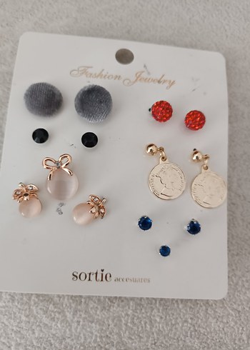 Kadın Çoklu Küpe Seti, Mini, Pul İşlemeli - Görsel 5