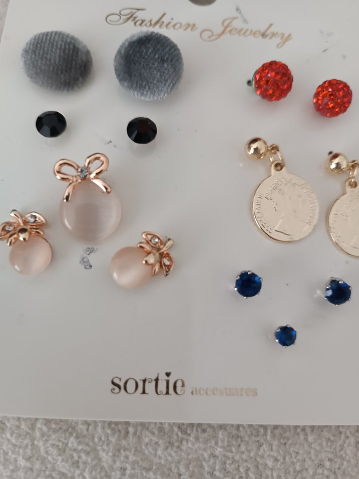 Kadın Çoklu Küpe Seti, Mini, Pul İşlemeli - Görsel 3